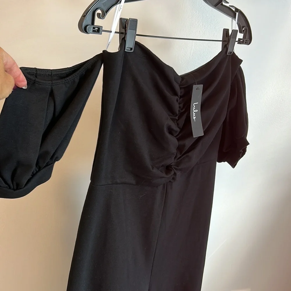 Lulus Impress Release Black Off Shoulder Puff Sleeve Jumpsuit - Picture 6 of 8